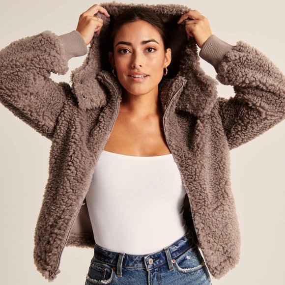 Abercrombie & Fitch Jackets & Blazers - Abercrombie Full-Zip Sherpa Fleece Jacket Hoodie